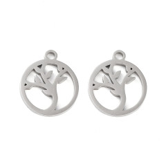 Подвеска Дерево жизни 19 Кулон стальной 15*13мм цвет платины (Хирургическая сталь)