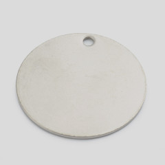 Подвеска Жетон 44 Круглая металлическая 35*1мм цвет платины (Хирургическая сталь)